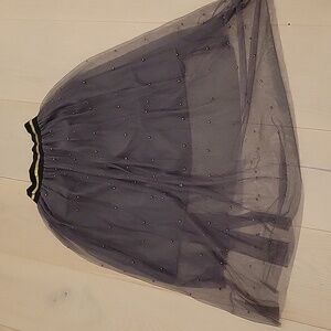 Gray Beaded Tulle Skirt